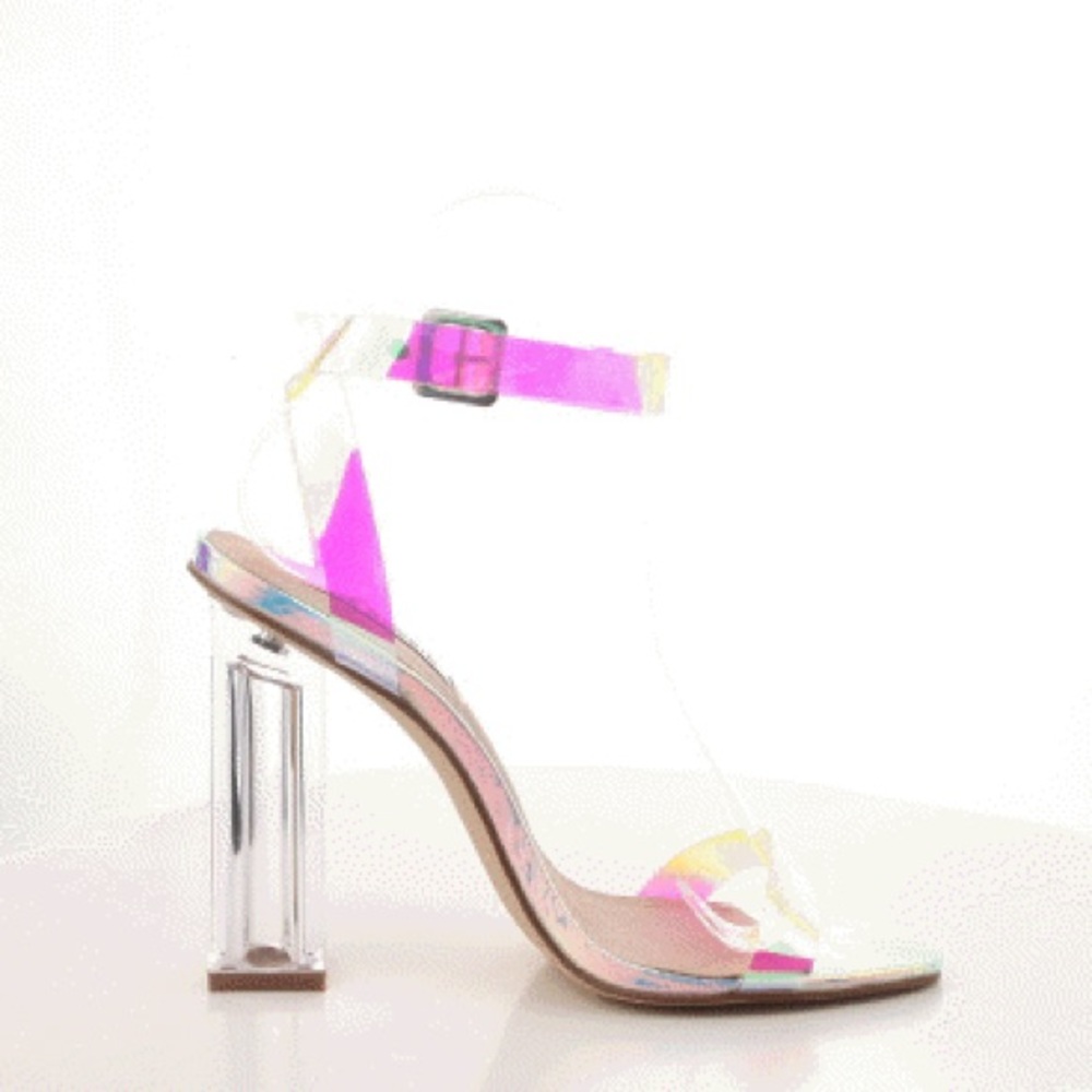 Mermaid | Lucite Block Heels in Ice Holo - Picture 4 of 6